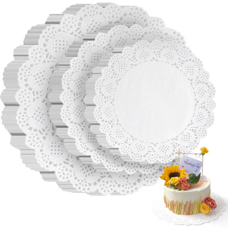 HAKSEN هاكسن 108 قطعة من الدوائر الورقية، 6.5، 8.5 و 10.5 بوصة من الدوائر الدانتيل للطاولات، مفارش ورقية دائرية لكعك الحفلات، صواني الحلويات، أدوات المائدة، الحرف اليدوية، الزفاف والمزيد - Image 1